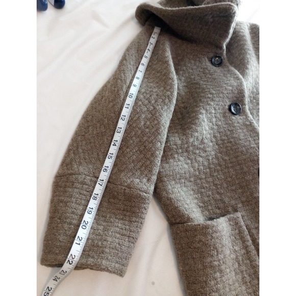 Banana Republic 100% Wool Beige Brown Taupe Pea Coat S Minimalist Solid Jacket - Picture 10 of 11